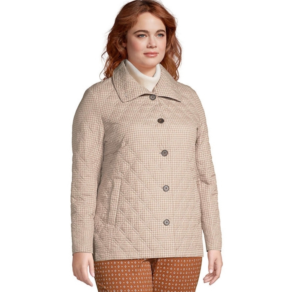 Quilted Barn Jacket Lands End Packable Funnel Burgundy Large 14-16 Petite New - Picture 8 of 9